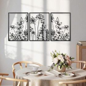 CIFbuy Modern Boho Floral Wall Art Set Of 3 Minimalist Canvas Prints For Living Room Bedroom Office Decor (TikTok, Temu Pick-up Service) (Option: defaulttitle)