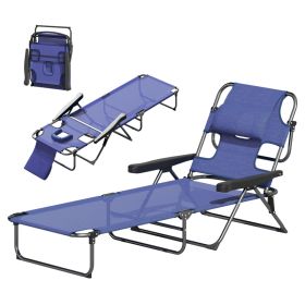 Folding Lounge Chair W Reclining Back, Navy Blue (Option: BLUE)